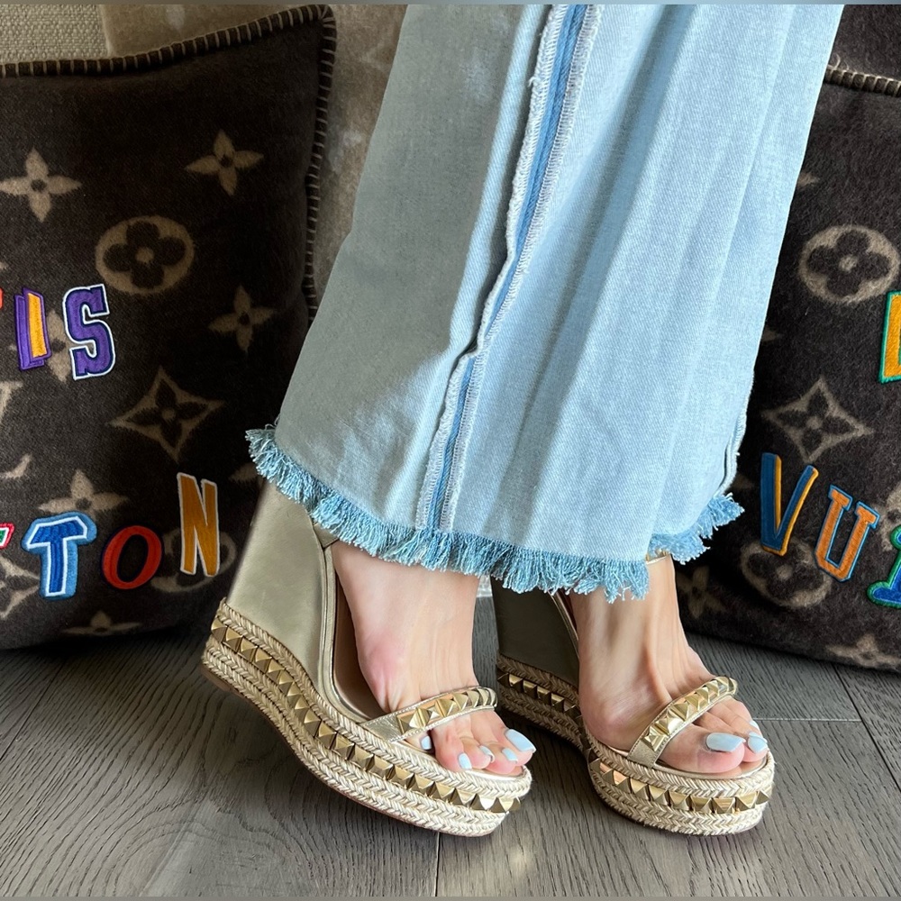 Christian Louboutin Wedges Cataclou 140 Napa Silk open toe sandals size 39 women